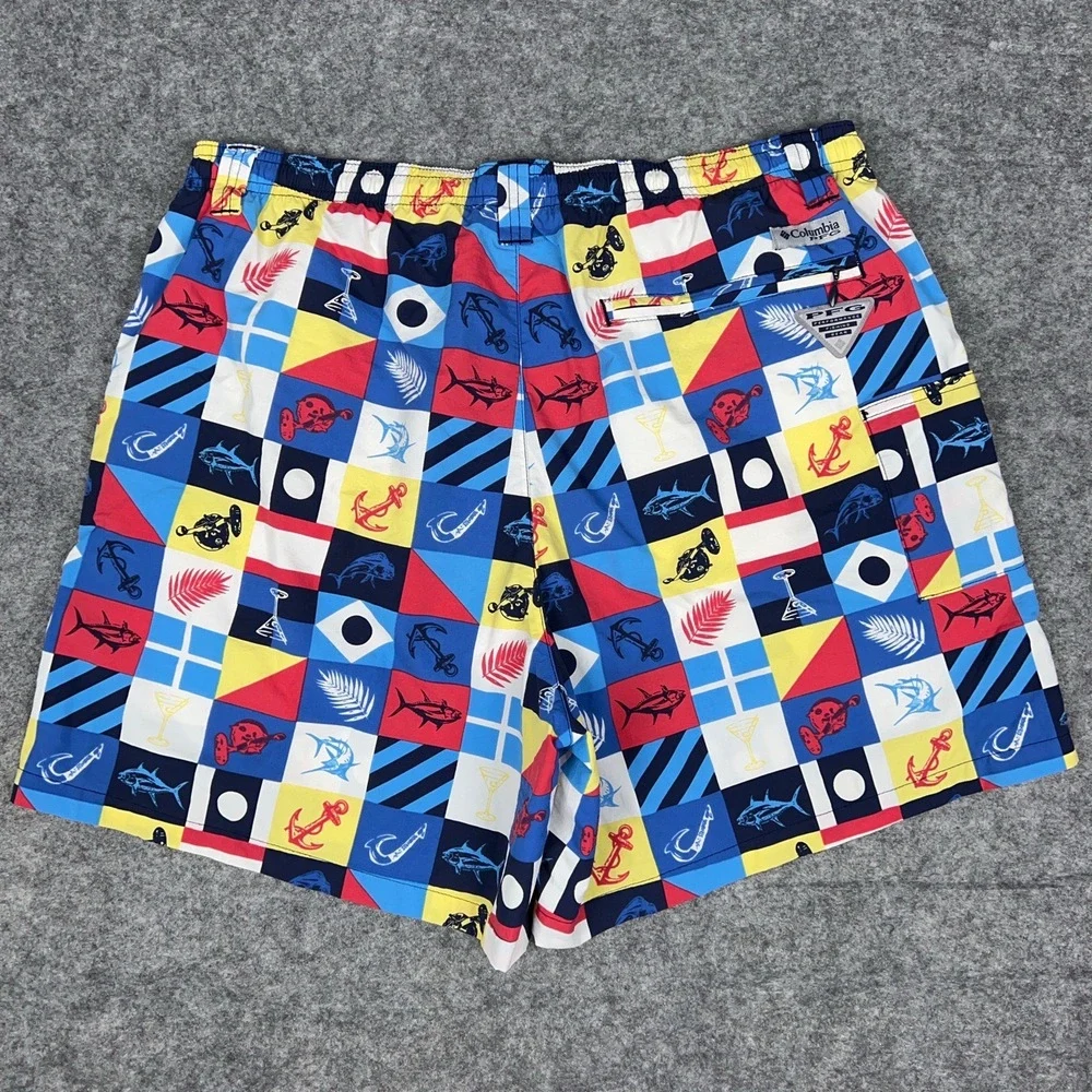 Columbia Swim Shorts Mens Large Fish Print PFG Backcast II Performance Trunks‎